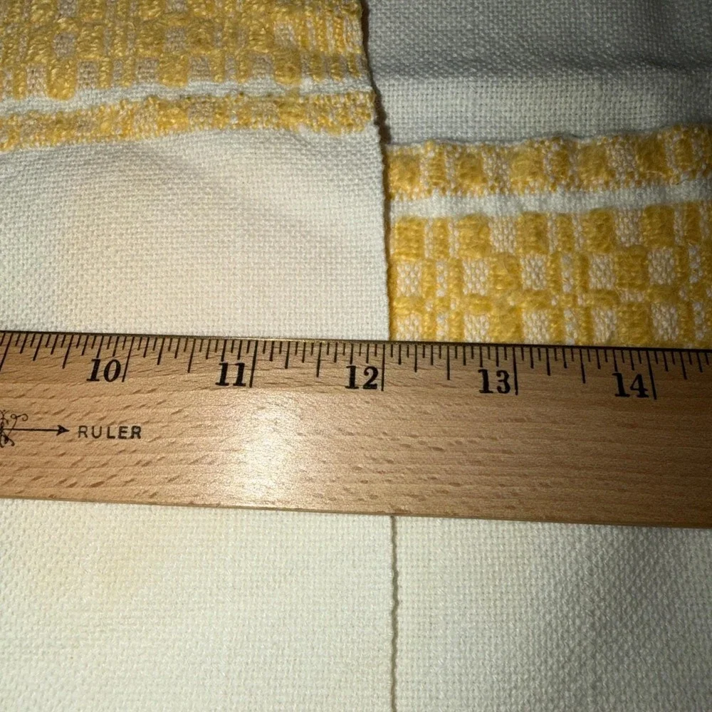 Antique PURE LINEN Lot Of 3 TeaTowels Hand Woven Yellow Trim Ellen White Mason